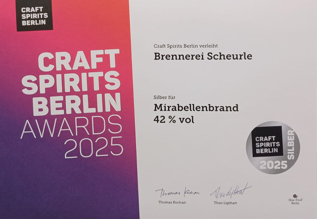 Craft Spirits Berlin Awards 2025 – Silber für Mirabellenbrand, 42&nbsp;% vol